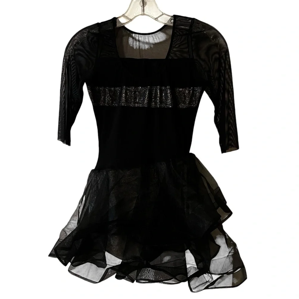 Revolution  Dancewear “Gravitate” Dance Costume Small Adult black mesh tulle